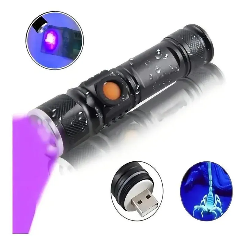 10x Lanterna Luz Negra Ultravioleta Led Potente T6 Notas Fa