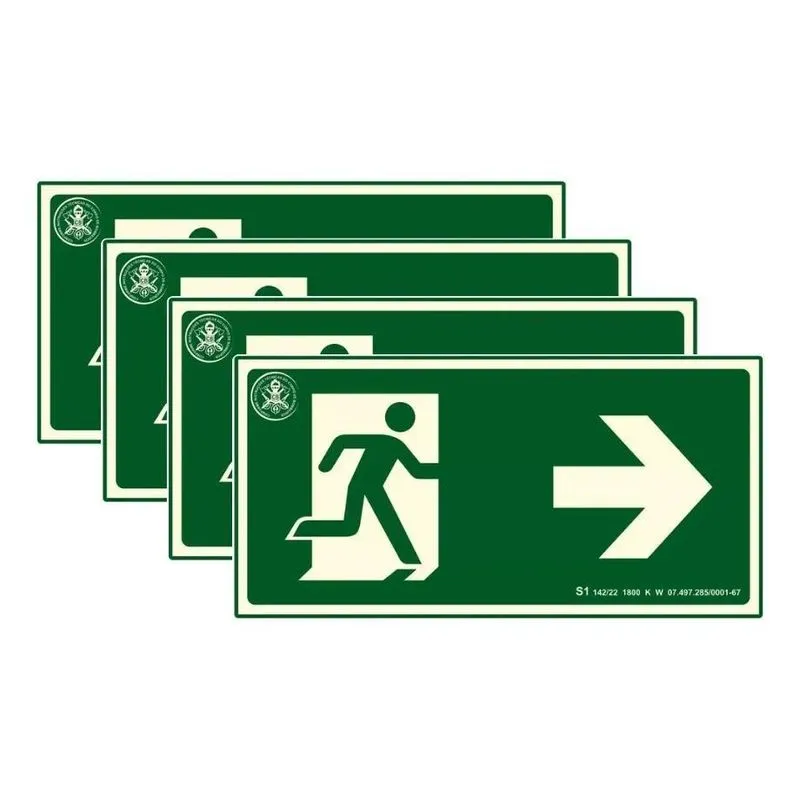 10x Kit 4 Placas Fotoluminescentes Saida A Direita S1 Rota
