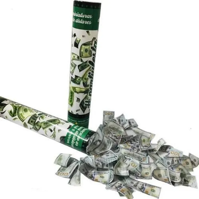 2x Lança Confete Chuva De Dinheiro Dólar Tubo Para Festas