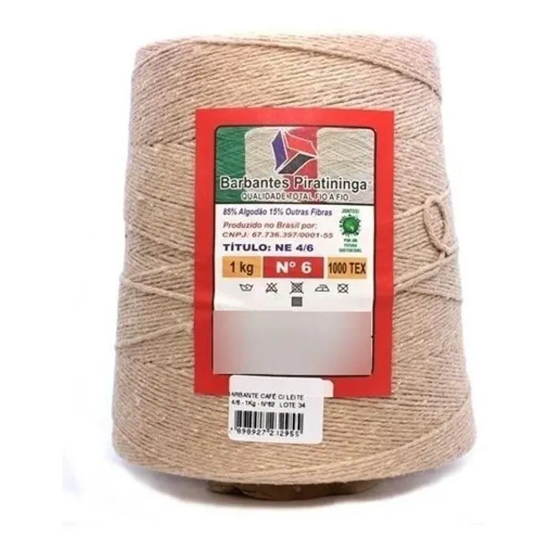 Barbante Colorido Cru 1kg Fio 6 Crochê Tricô T Café Com Leit