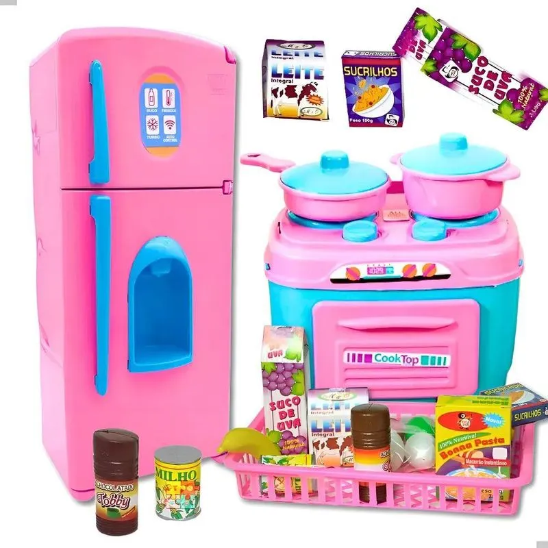 Cozinha Infantil Brinquedo Menina Fogão Panelas Geladeira Co