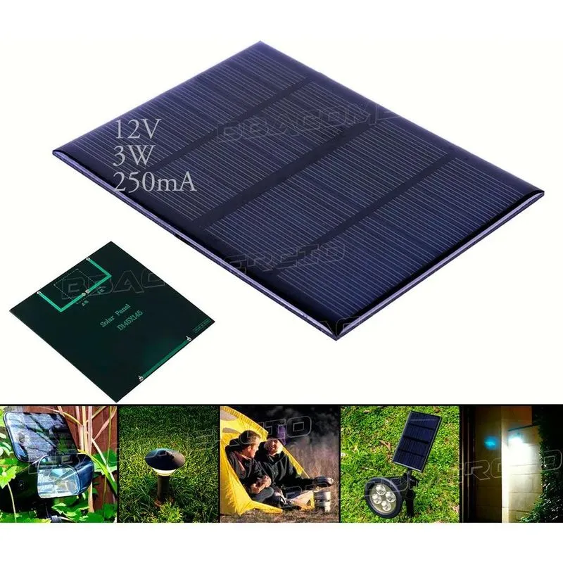 2x Mini Painel Placa Energia Solar Fotovoltaica 12v 3w 250ma