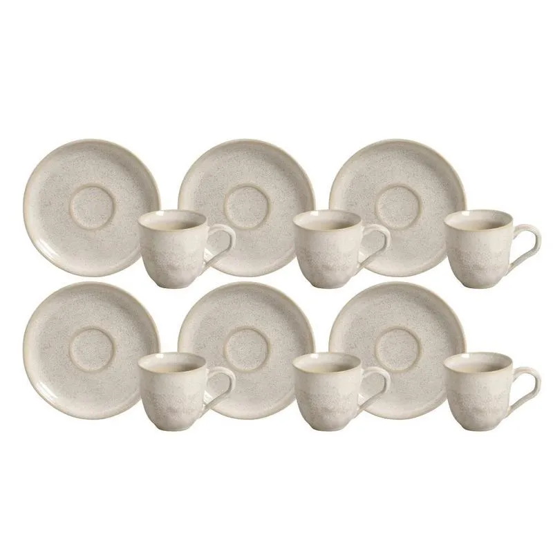 Jogo Xicaras De Café Com Pires 120ml 6 Pçs Bio Latte Rustico
