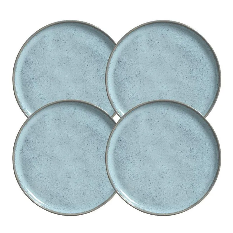 Jogo Pratos Sobremesa 21,5cm 4 Pçs Bio Breeze Azul Cerâmica