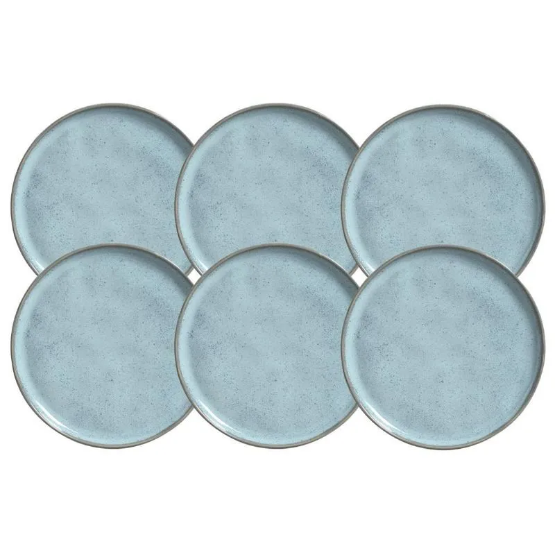 Jogo De Pratos Sobremesa 21,5cm Kit 6 Peças Bio Breeze Azul