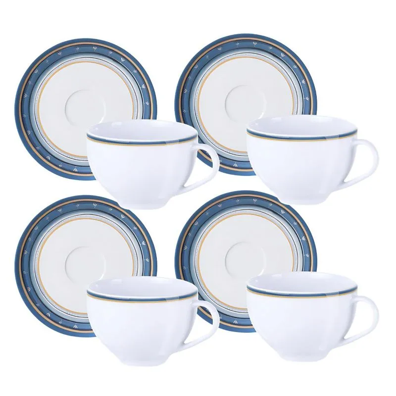 Jogo Xícaras De Chá Café Com Pires 4 Pçs 250ml Nix Porcelana