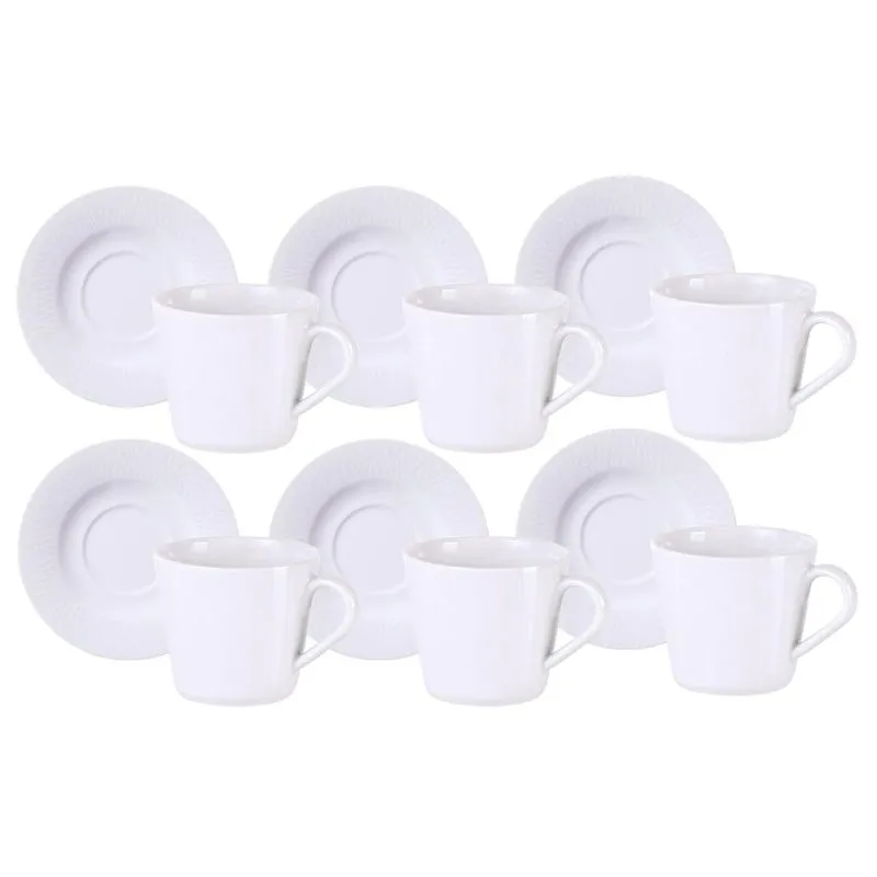 Jogo Xícaras Chá Café C/pires 6pçs 185ml Santorini Porcelana