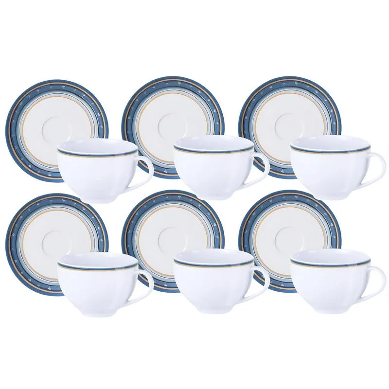 Jogo Xícaras Chá Café Com Pires 6 Pçs 250ml Nix Porcelana