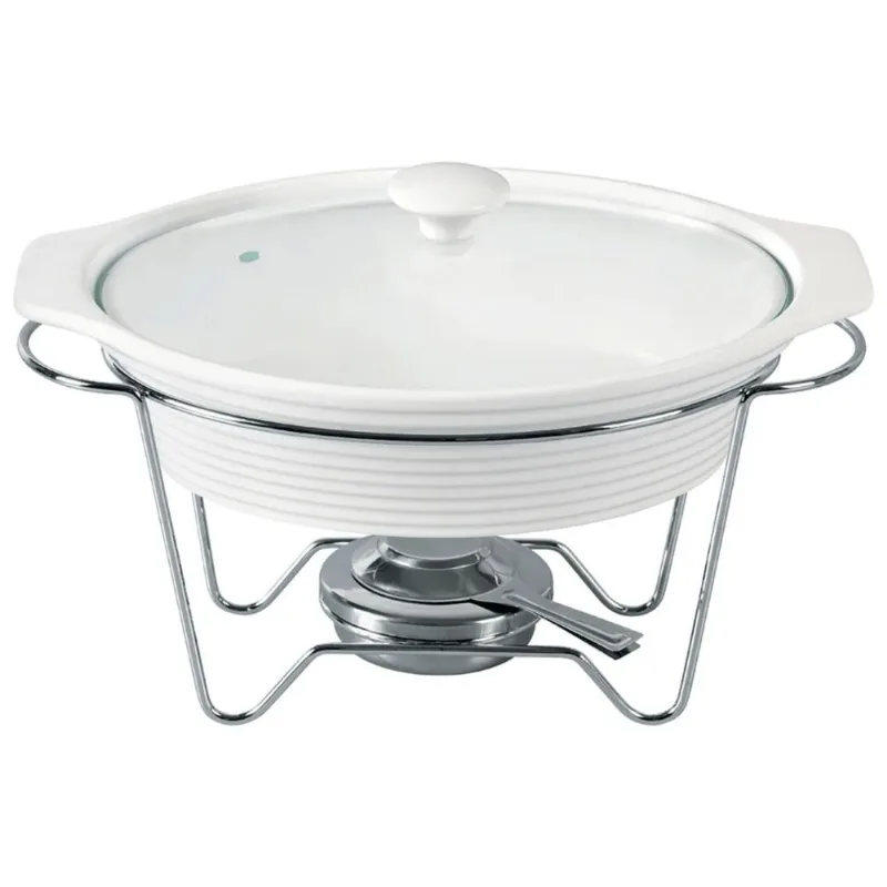 Rechaud Oval Cerâmica Com Queimador 1,5l Tampa De Vidro