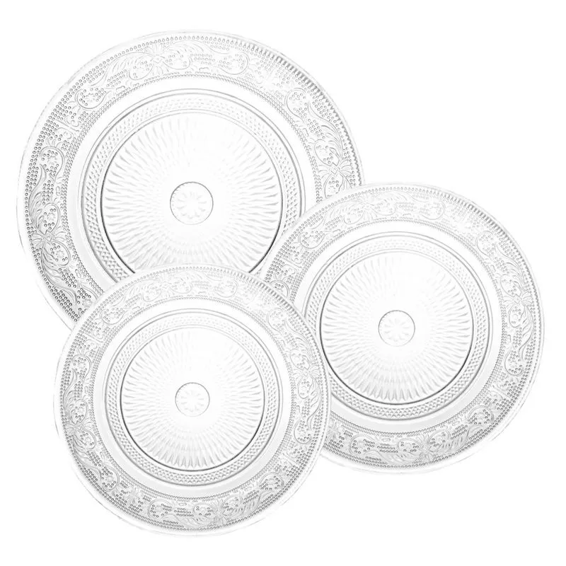 Jogo De 12 Pratos Aparelho Jantar Angel Lyor Transparente