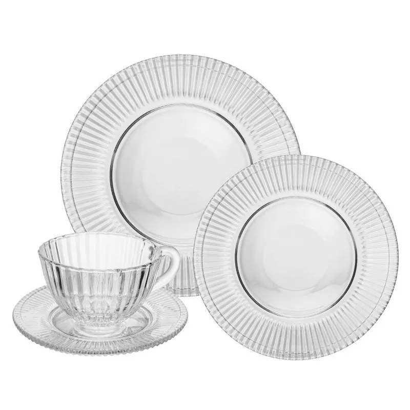 Aparelho Jantar Pratos Renaissance Kit 18 Pçs Lyor Cristal