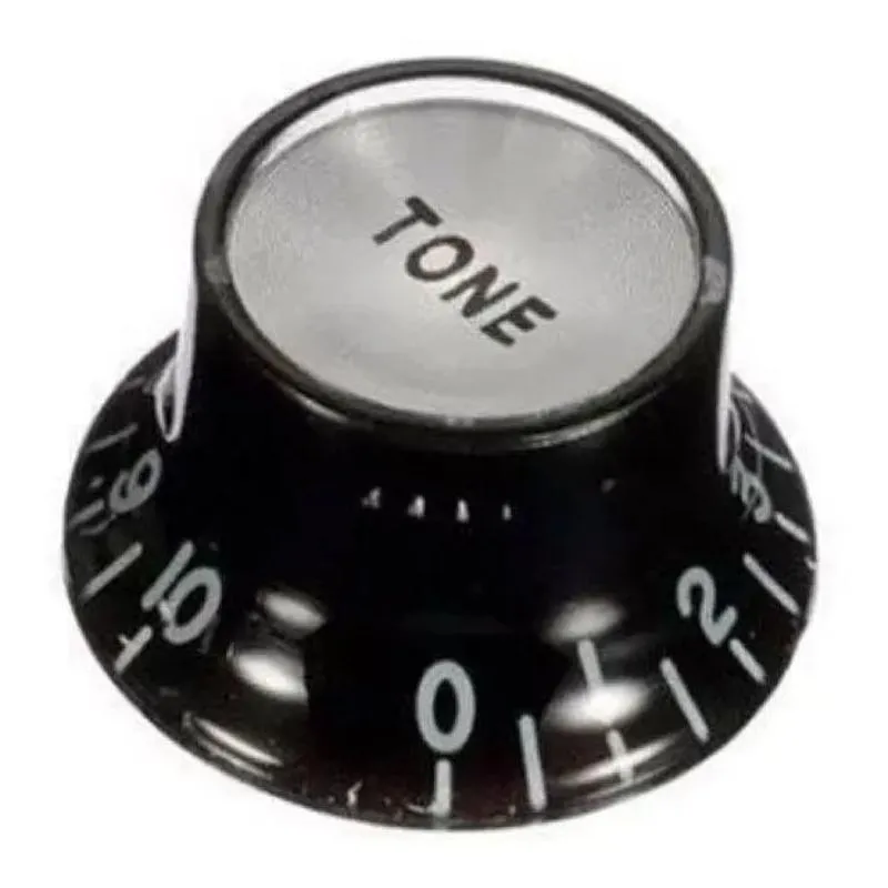 10x Knob Tone Preto E Prata Guitarra Baixo Les Paul Prs Sg