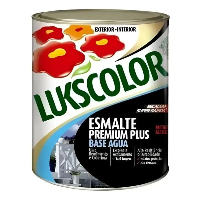 Esmalte Base Água Lukscolor 900ml: Secagem - Branco Acetinado