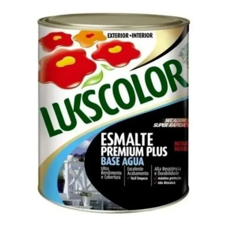 Esmalte Base Água Lukscolor 900ml: Secagem - Preto Acetinado