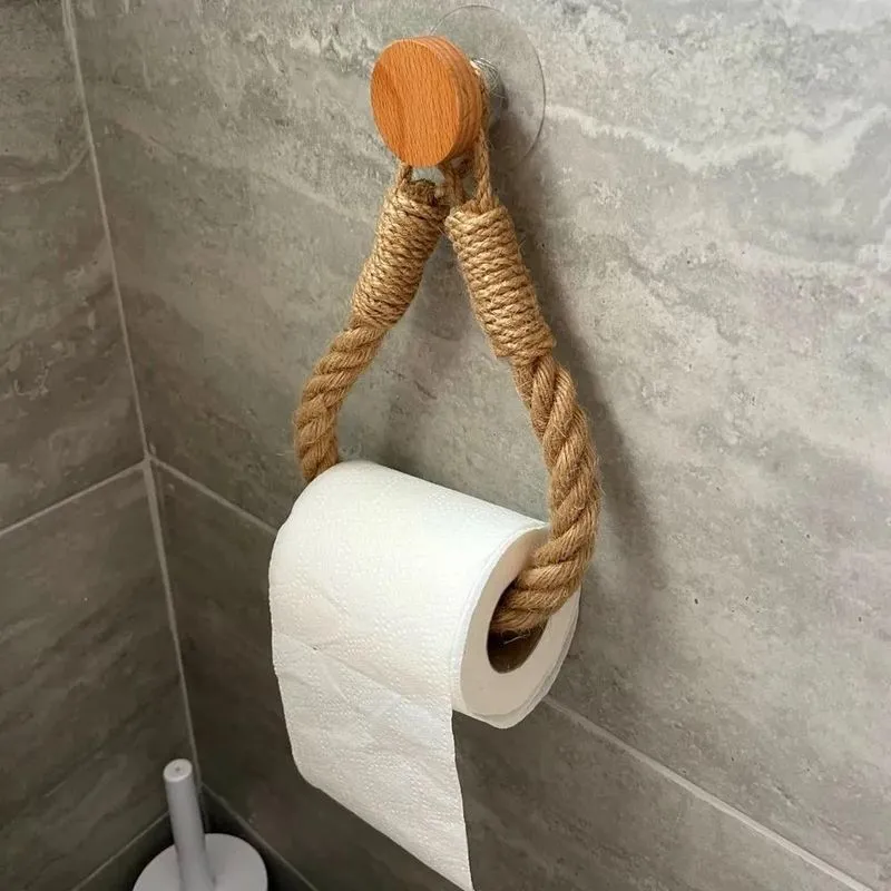 2x Porta Papel Higiênico Artesanal Rústico De Corda