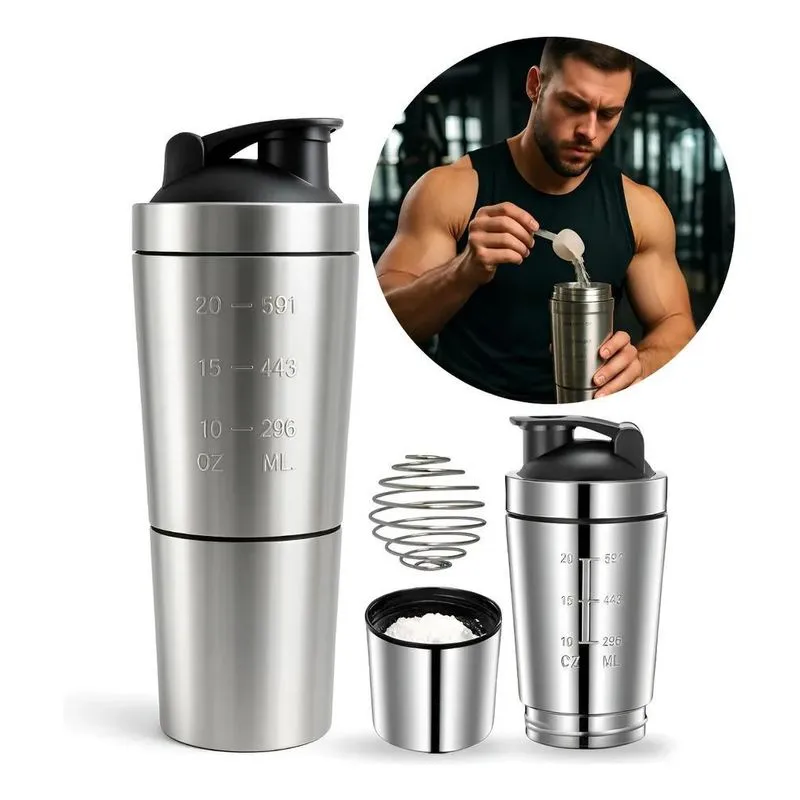 Coqueteleira Shaker Academia 900ml Com Divisória Misturador