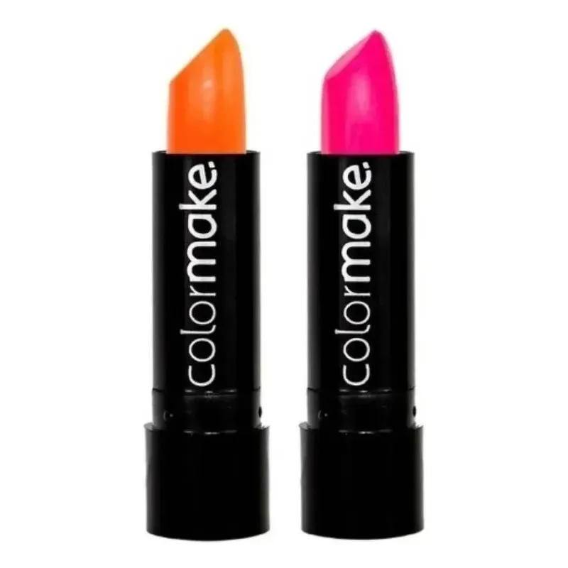 5x Set De 2 Batons Colormake Profissional Cor Laranja E Pink