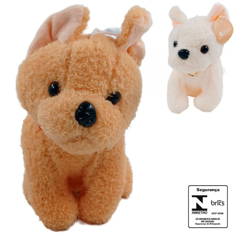 Cachorro de Pelúcia 18cm em Poliéster DCarte-Cores Sortidas
