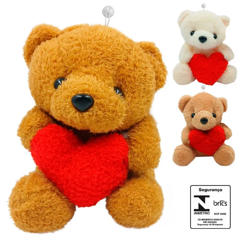 Urso de Pelúcia Coração 17cm em Poliéster DCarte-Sortido