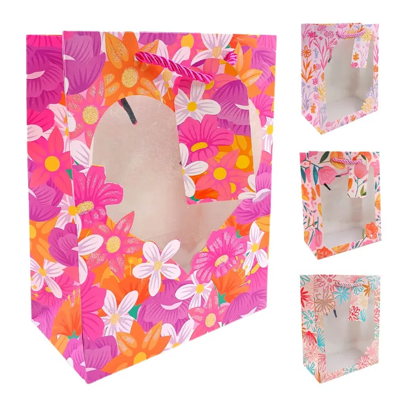 Sacola P/ Presente Flores 23x18x10cm em Papel Dcarte
