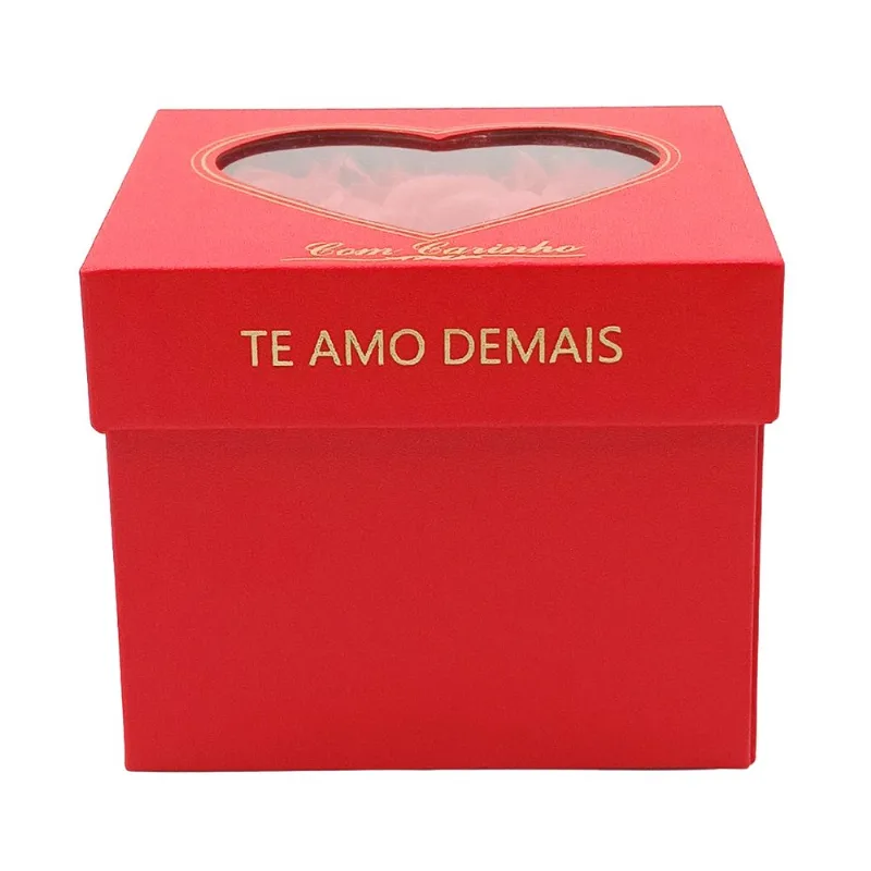 Porta Joias Dobrável Love 11,5x9,3cm em Papel Dcarte-Vermelho