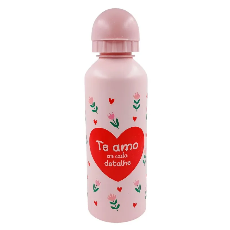 Garrafa Te Amo 500ml em Aluminio Dcarte-Rosa