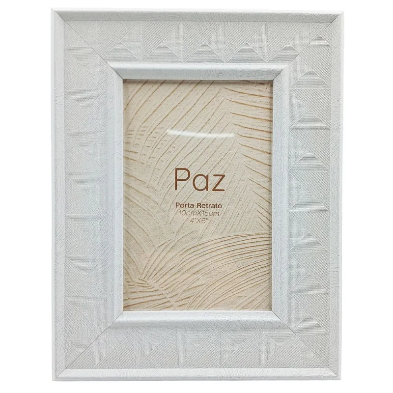 Porta Retrato Texturizado 10x15cm em MDF Dcarte-Branco