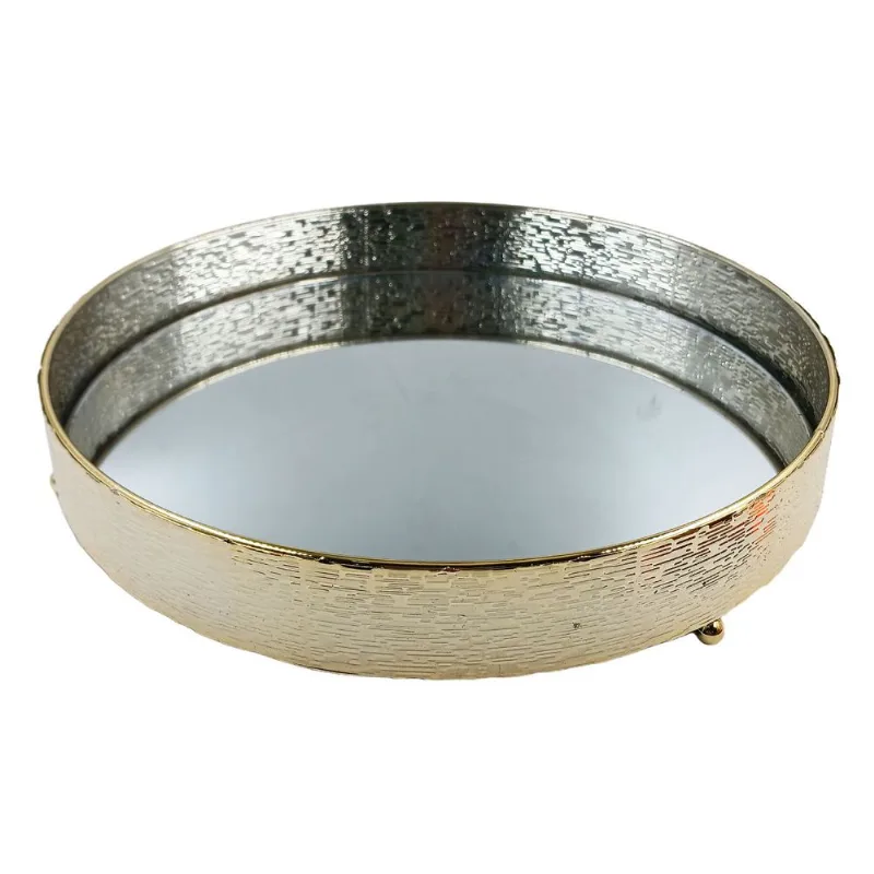 Bandeja Espelhada Redonda 30cm em Metal Dcarte