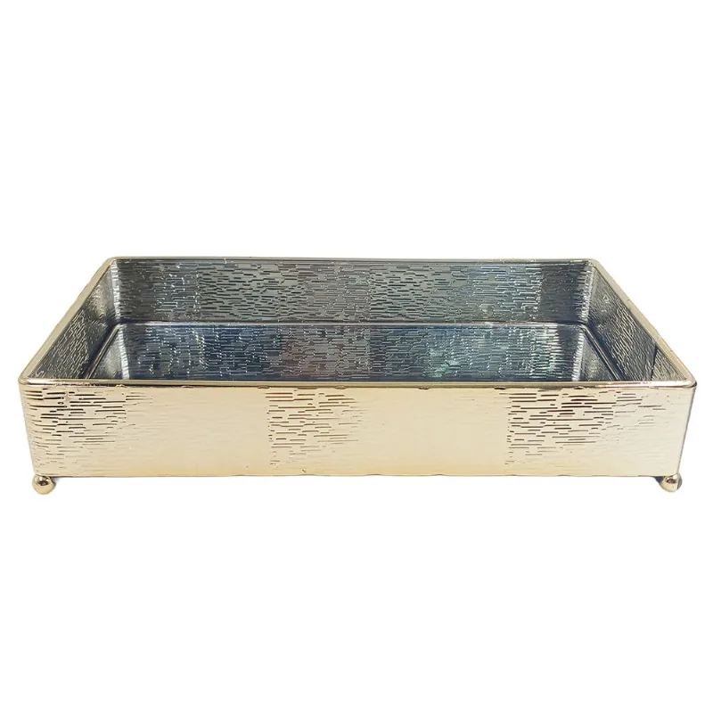 Bandeja Espelhada Retangular 26cm em Metal Dcarte