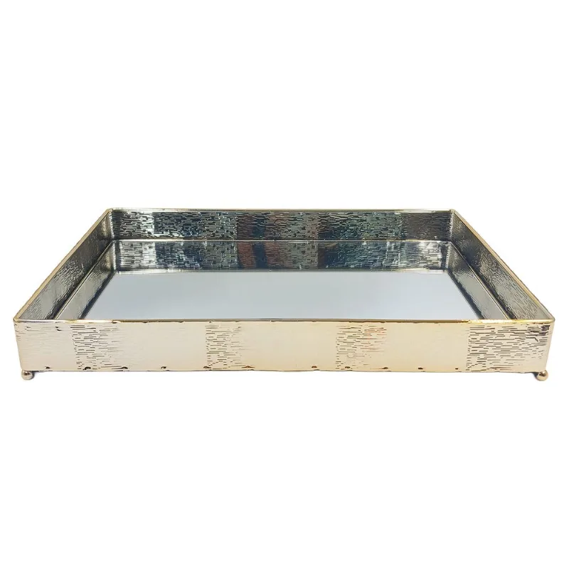 Bandeja Espelhada Retangular 38cm em Metal Dcarte