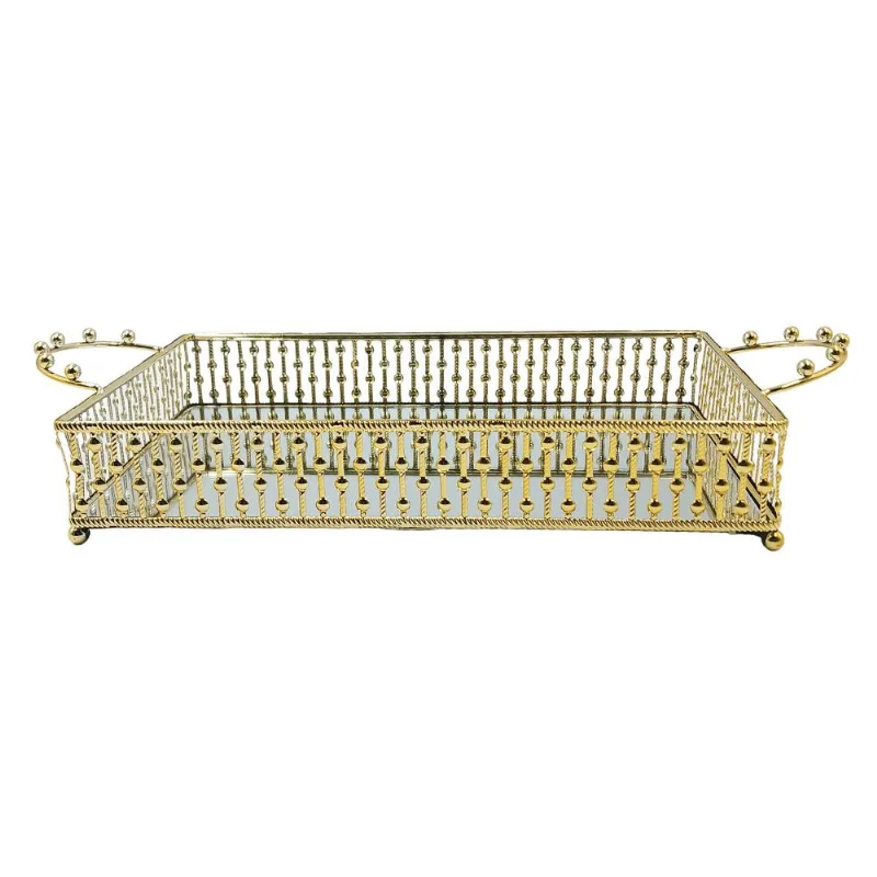 Bandeja Espelhada Retangular 31x19cm em Metal Dcarte-Dourado
