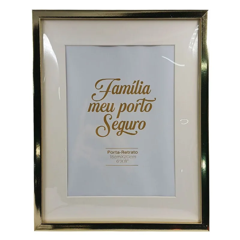Porta Retrato Metalizado Decorativo 15x20cm Plástico Dcarte-Dourado