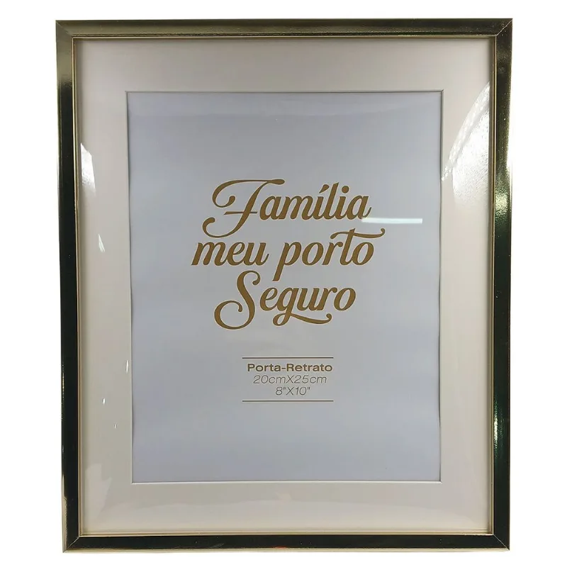 Porta Retrato Metalizado Decorativo 20x25cm Plástico Dcarte-Dourado
