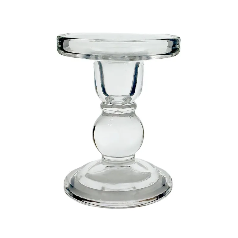 Castiçal Decorativo 8,5x8,5x11cm em Vidro Dcarte