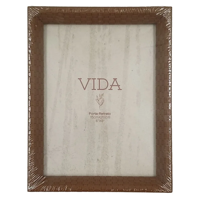 Porta Retrato Clássico Decorativo 15x20cm em Madeira e PVC Dcarte-Marrom