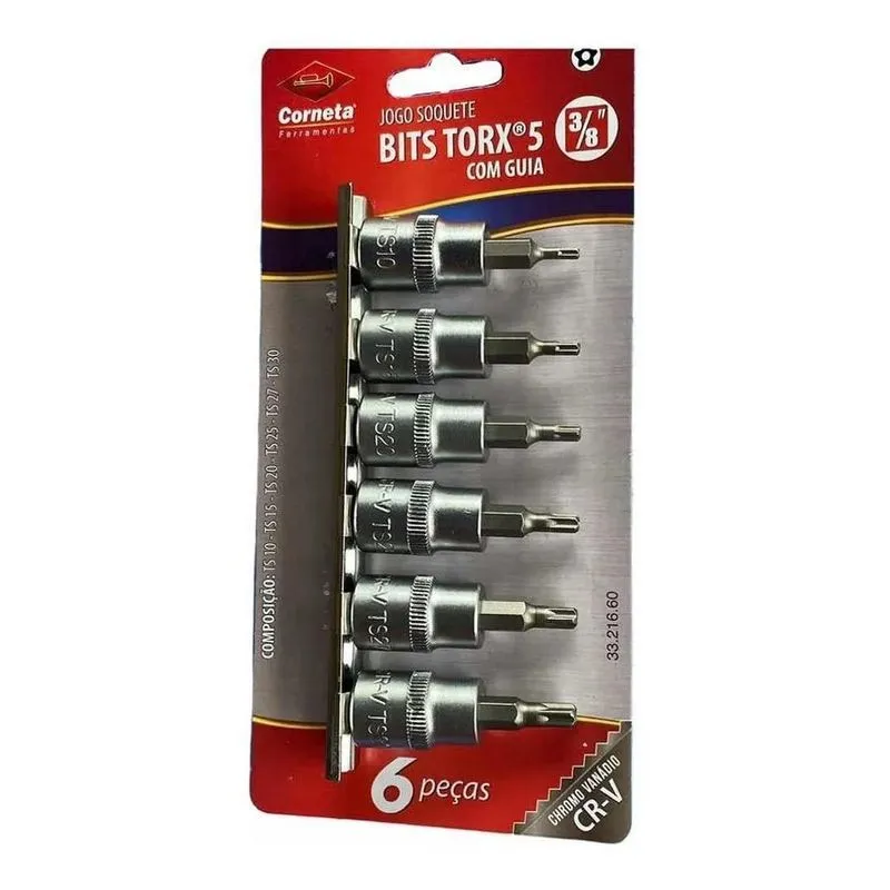 Chave Torx De 5 Pontas Jg Com 6 Peças Corneta Prate