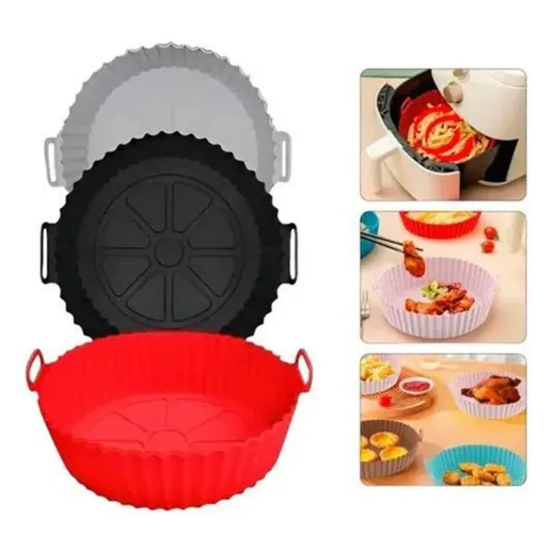 2x Kit 4 Forro Air Fryer De Silicone Reutilizável Antiaderen