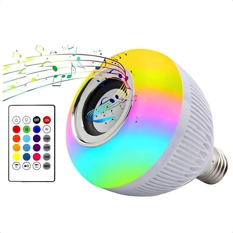 2x Lampada Musical De Led Bulbo Bluetooth Rgb + Controle Rem