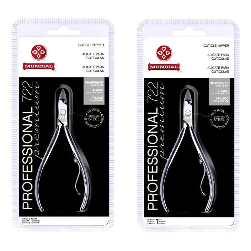 2 X Alicate Inox Cutícula Premium Profissional 722 - Mundial