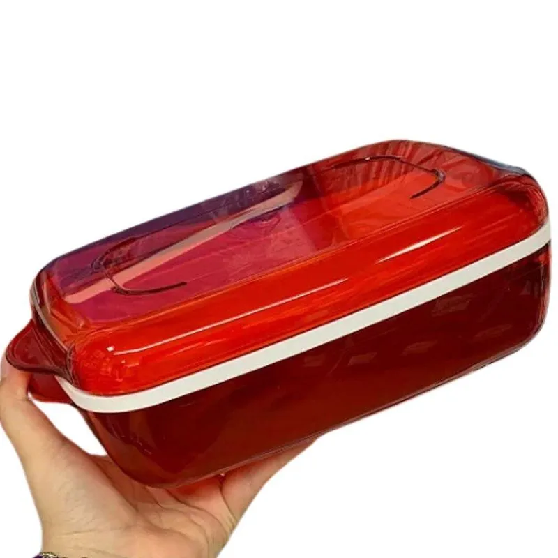 Travessa Tupperware Microplus Retangular Vermelha 1,7 Litros