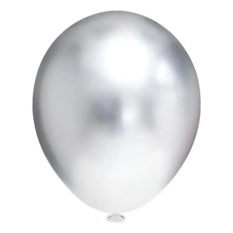 Balão Bexiga Metalizado - - N5 - 25 Unid Prata