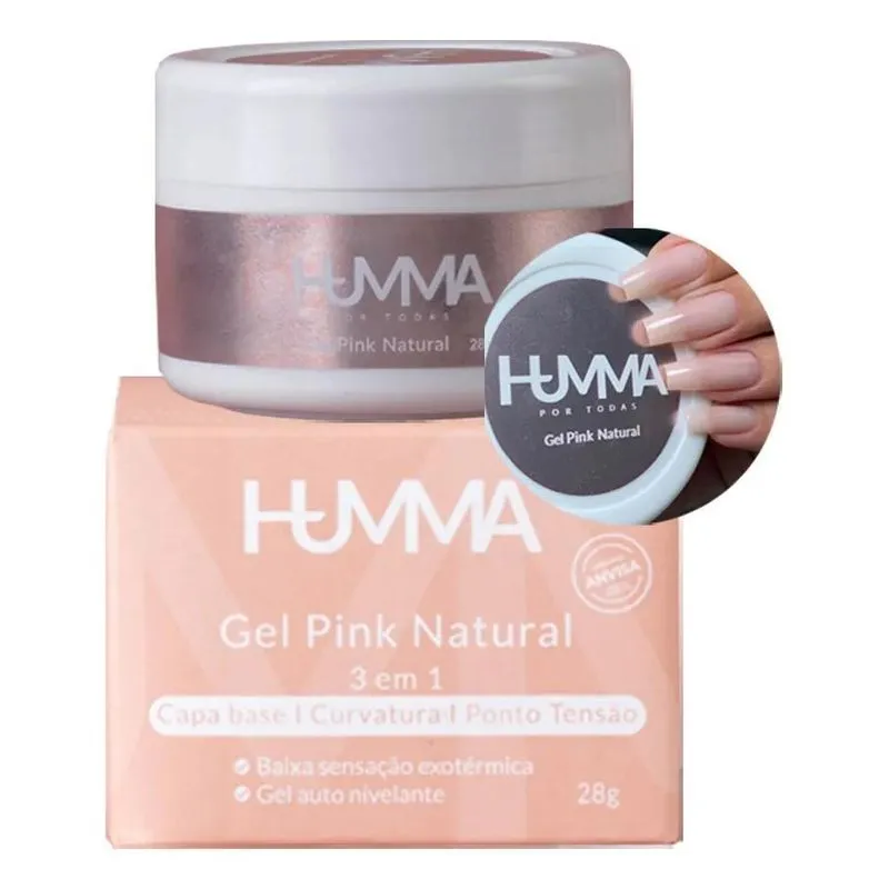 10x Gel Humma Alongamento Pink Natural 28 G Humma 3 Em 1