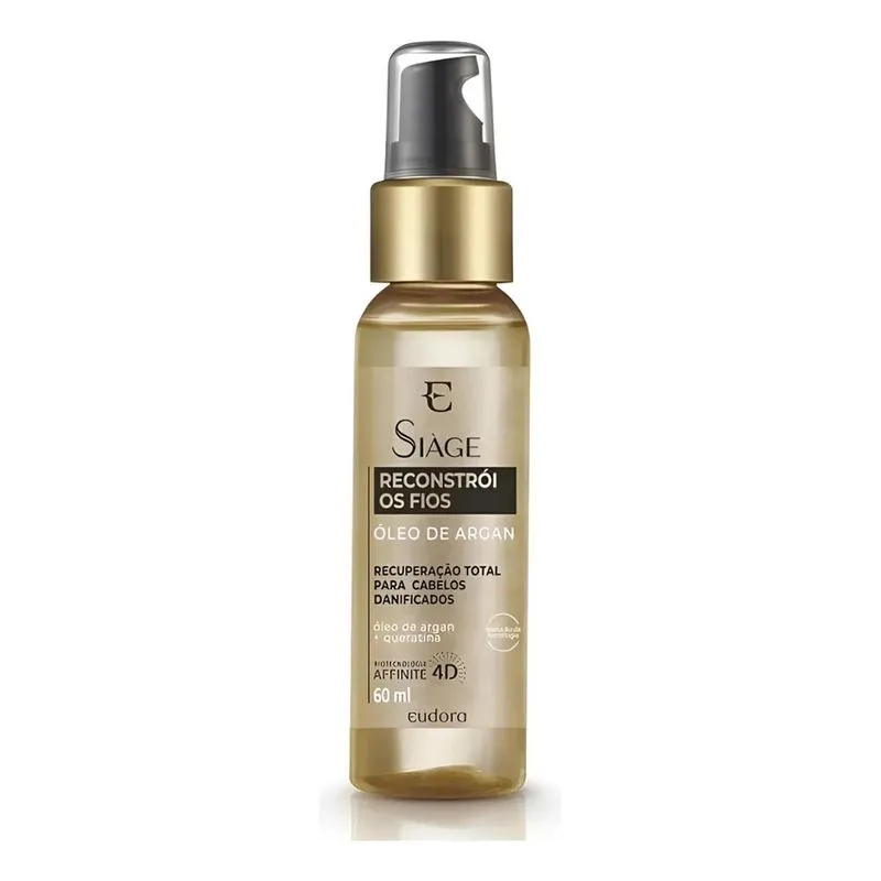 Óleo De Argan Capilar Siàge Reconstrói Os Fios 60ml Eudora