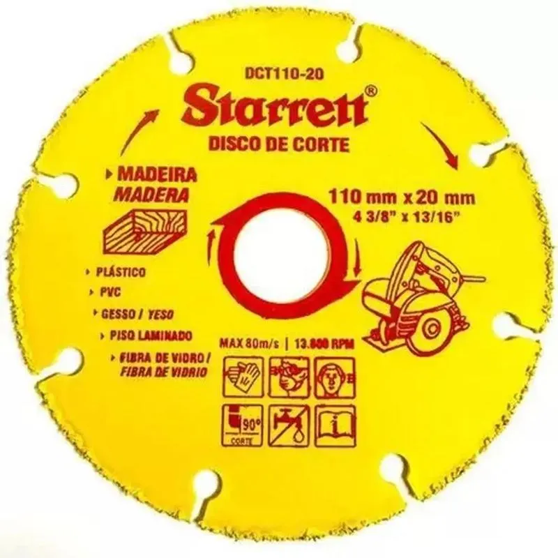3x Disco De Corte Para Madeira Em Tungstênio 110x20 Mm Starr