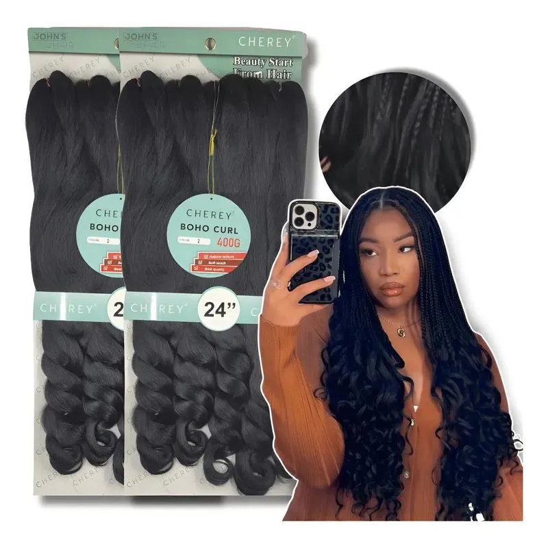 2 Pacotes Cabelo Boho Curl French Curl Fibra Premium 400g Co