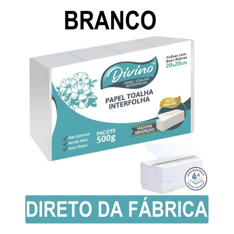 5x Papel Toalha Interfolhado Divino Branco Para Secar As M
