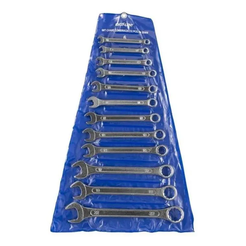 10x Kit 12 Chaves Combinadas Boca Estrela 6 A 22 Mm Aço Car