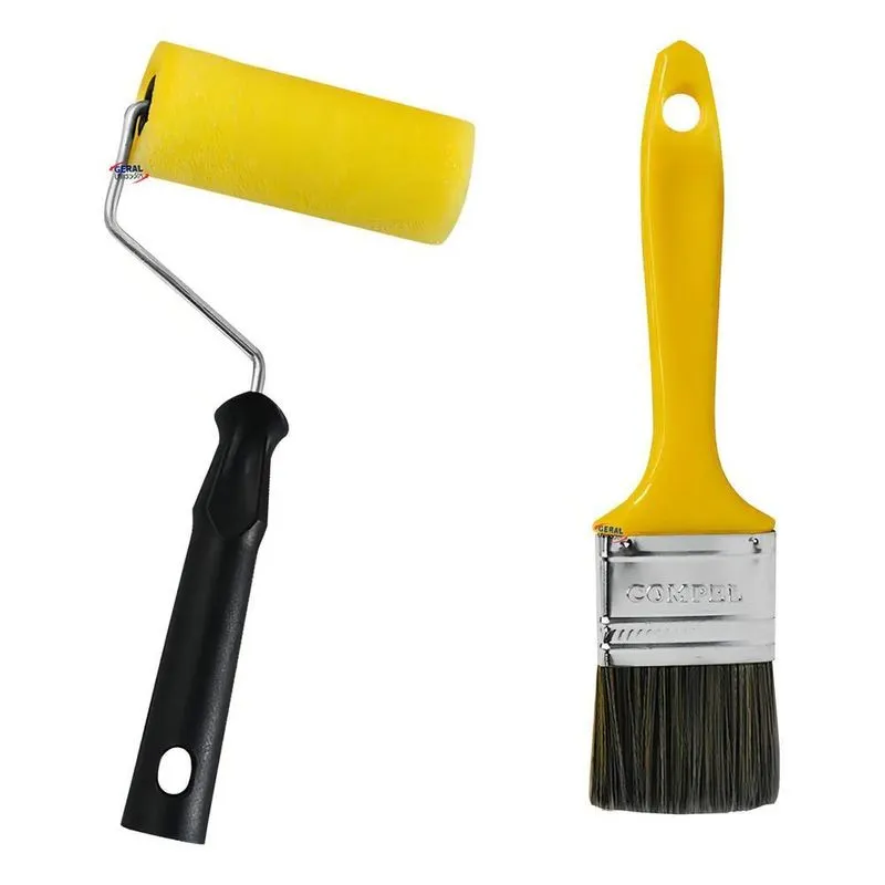 5x Kit Rolinho Para Pintura 9cm E Trincha 2 Compel Rolo E Pi