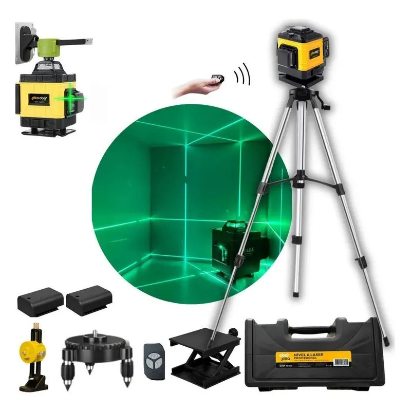 5x Nível A Laser 360o Verde 12 Linhas 3d Com Tripé Profissio