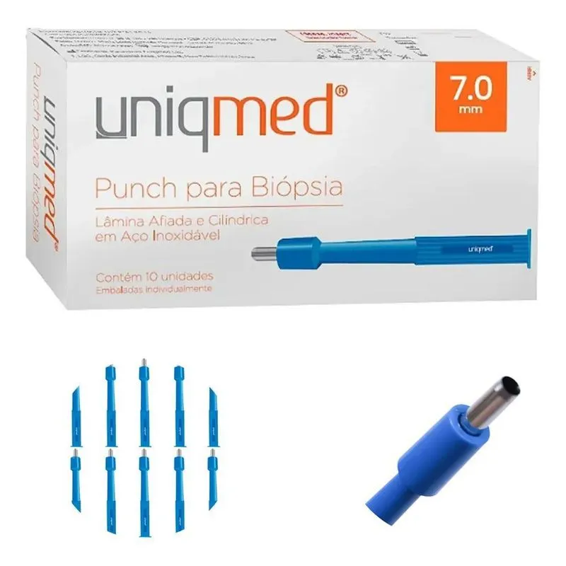 Punch Biópsia Uniqmed 10 Un. Lâmina Aço Inox Estéril - 7,0mm